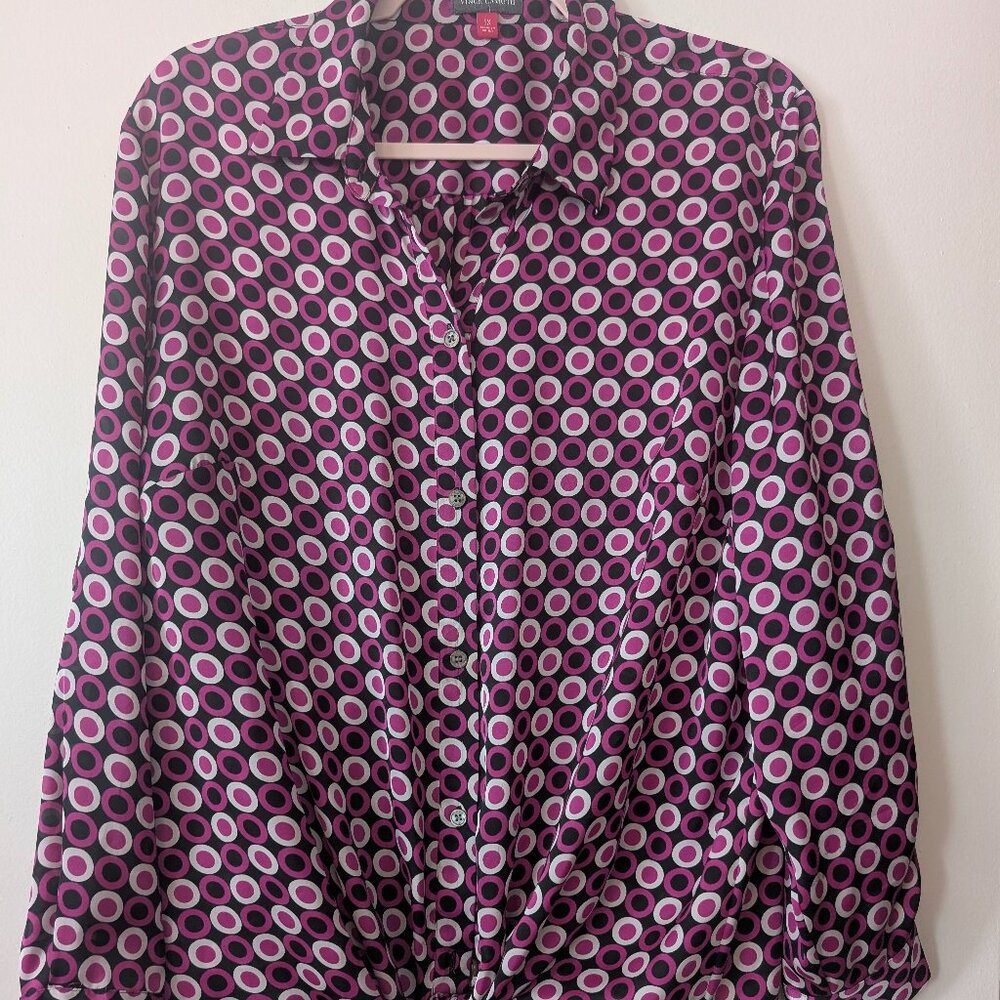 Vince Camuto geometric blouse with bottom tie